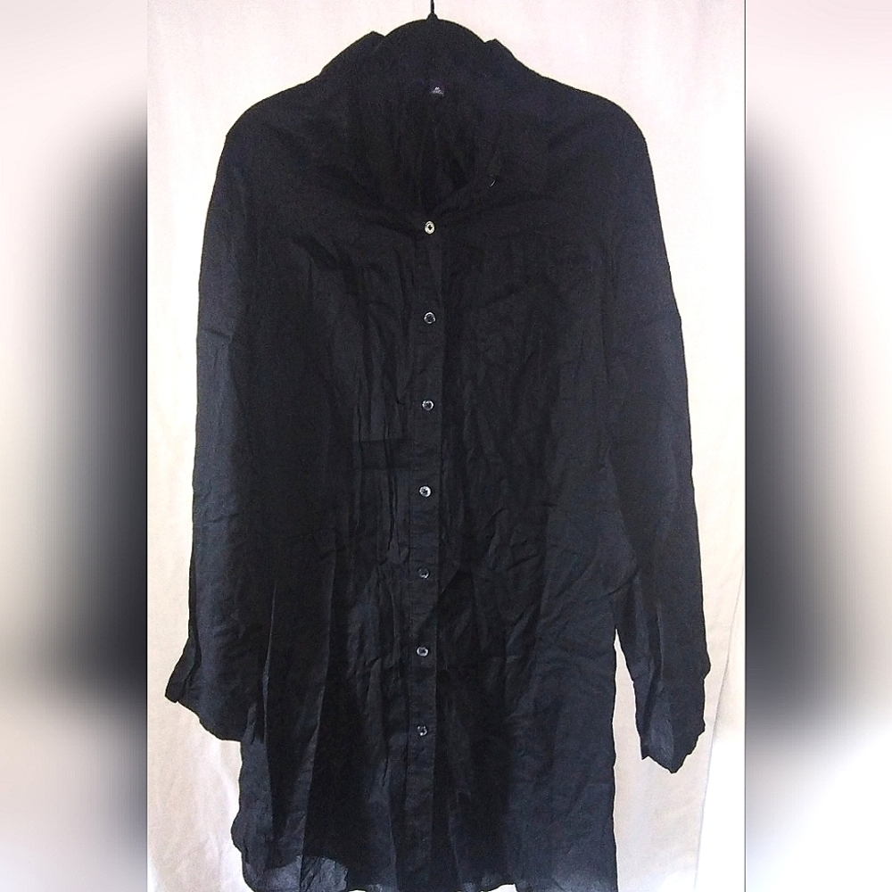 Land's End Long Sleeve Button Front Shirt Dress Size M
